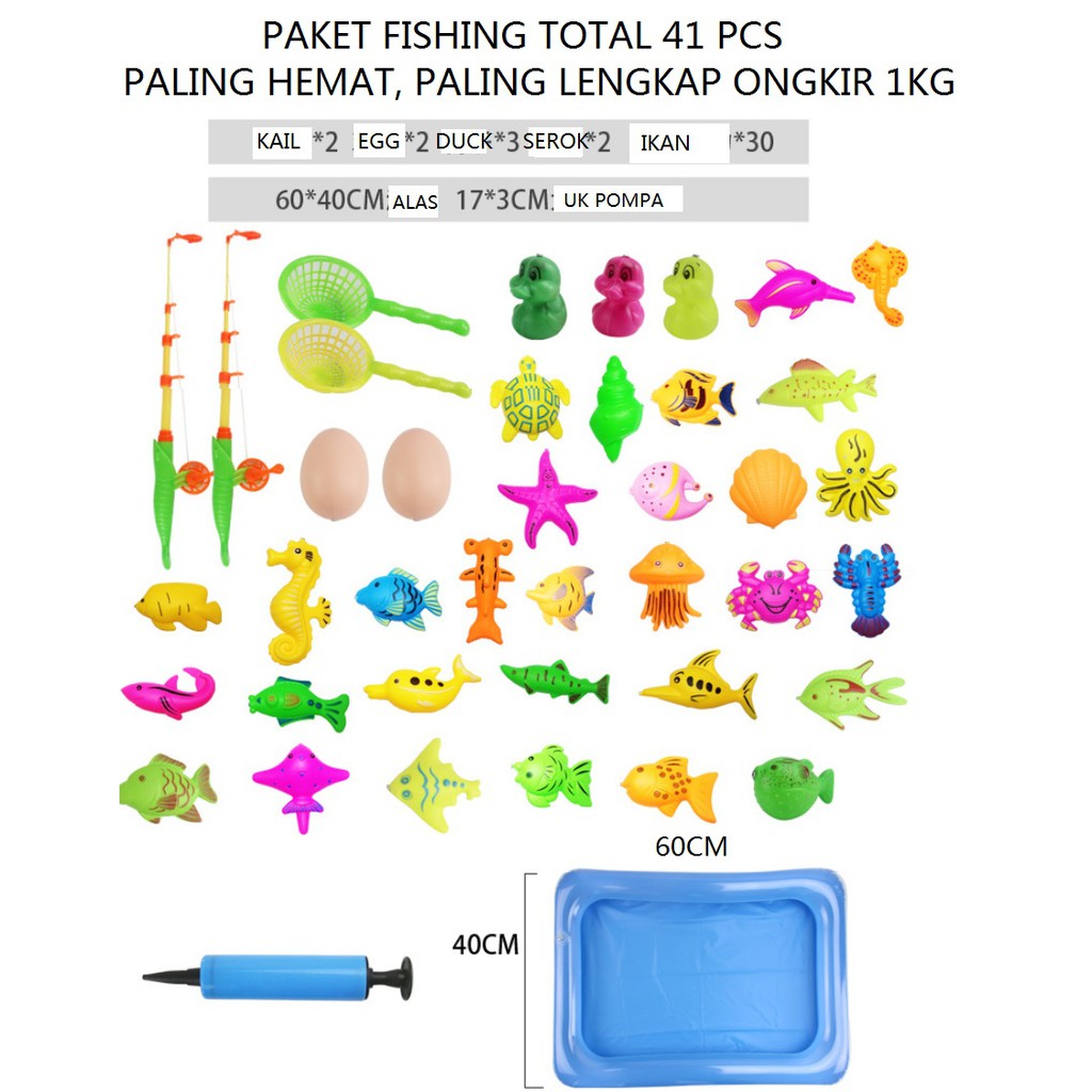 Edufuntoys FISHING PARADISE - Water Table/ Fishing Magnet/ fishing game/ mainan pancingan 41 pcs