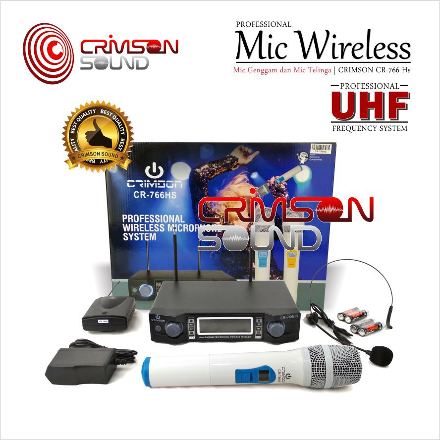 Mic Wireless Crimson CR-766HS + Mic Telinga