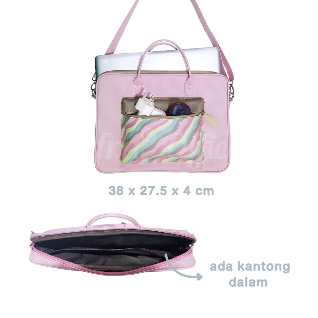 Shifra Tas Laptop Selempang Tali Panjang Kantong Warna Warni Pink Tosca Purple