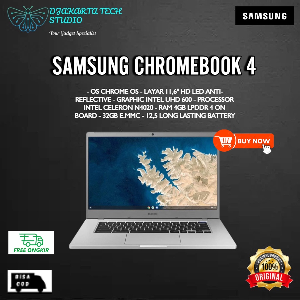 (Resmi) Samsung Chromebook 4 Laptop 11"6 HD 32GB 4GB Garansi SEIN