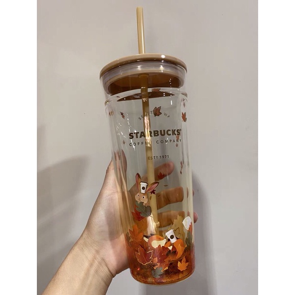 Starbucks China Autumn 2021 Autumn Rabbit Glitter Double wall Glass 591ml