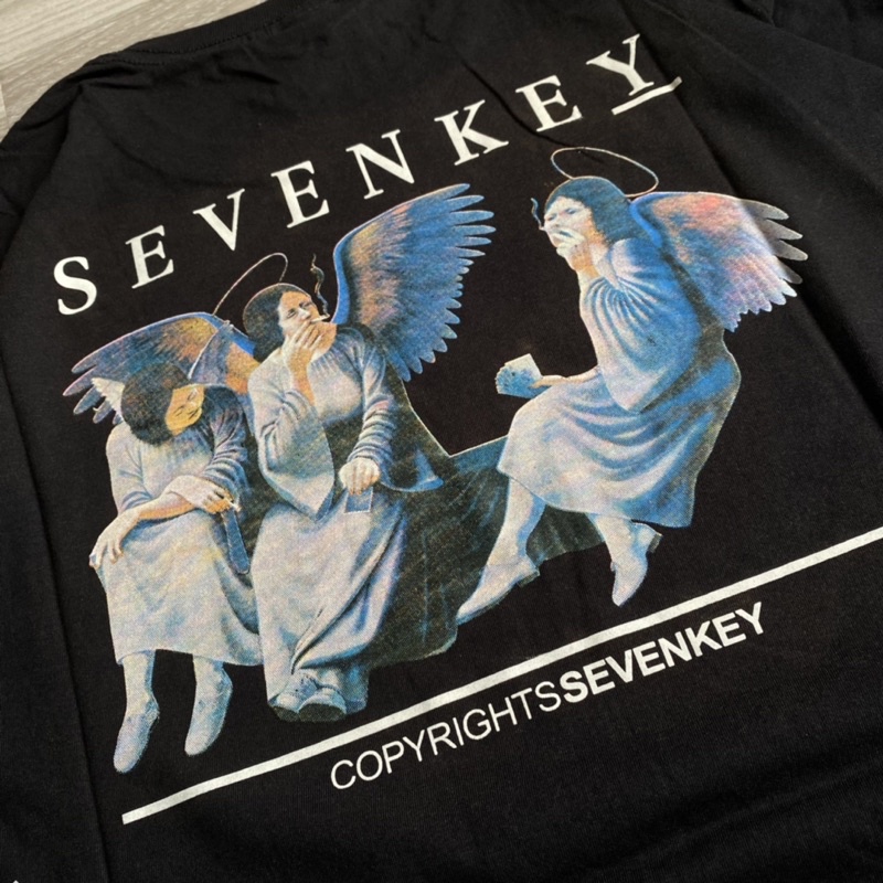 TSHIRT KAOS BAJU DISTRO ORIGINAL SEVENKEY x  NEXTTIME spesial art ANGEL HELL | KAOS STREETWEAR OVERSIZE HITAM