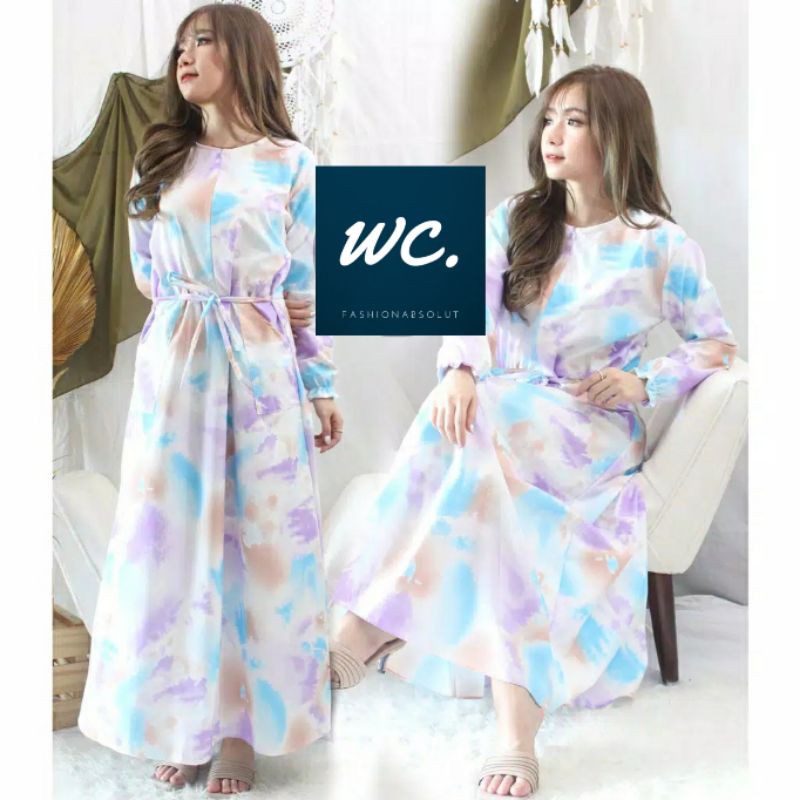 GAMIS BUSUI TIEDYE LILAC BLUE HOMEY DRESS