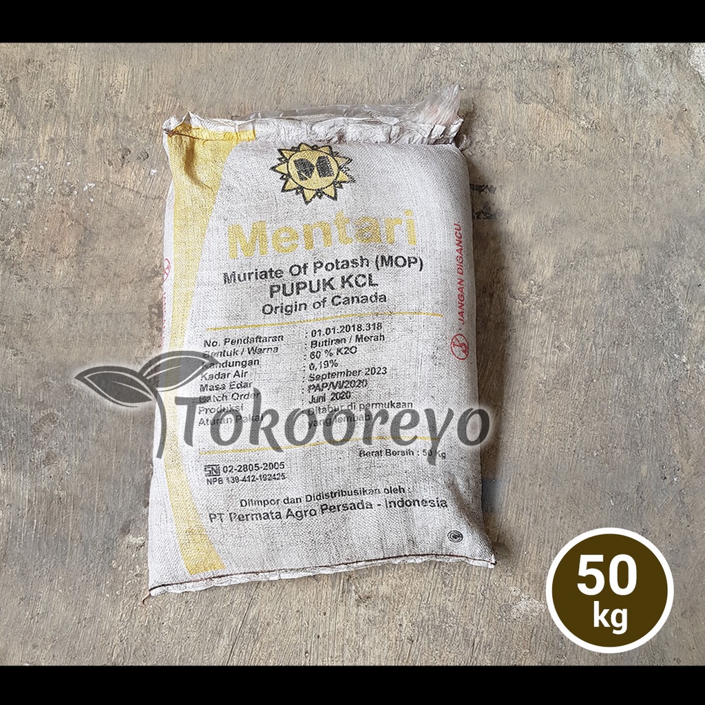 PUPUK MENTARI MOP KCL 50 KG KEMASAN PABRIK VIA CARGO