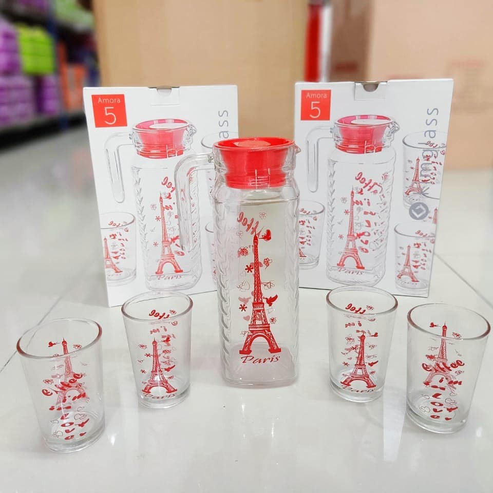 Teko set gelas kaca  TEKO AIR BAGUS TERMURAH CANTIK BERANAK 5 set Teko kimglass ORI KANIFA.OLSHOP