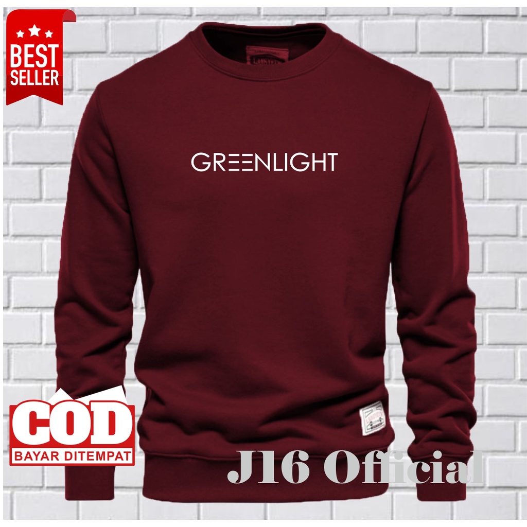 GREENLIGHT CREWNECK Sweater Oblong Pria Wanita Bahan Fleece Tebal