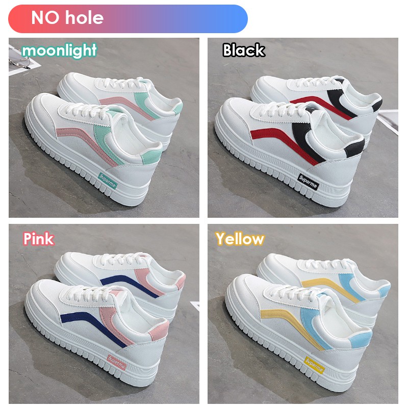 【CUCI GUDANG】Sepatu Sneakers Wanita Kasual Model Simpul Tali Aksen List Warna untuk Wanita size 35-40