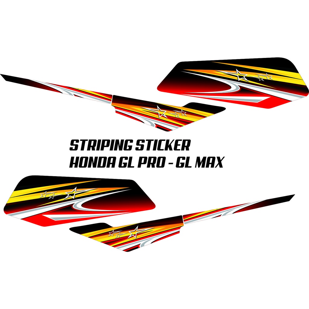 VARIASI STIKER STRIPING VARIASI MOTOR HONDA GL PRO GL MAX VARIASI HITAM MERAH LIST OREN PUTIH SIMPLE