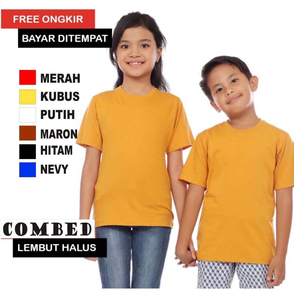 Promo Kaos  Polos Anak Anak  Lengan Pendek Combed 30S Atasan Anak2 cowok cewek Kaos Murah kaos anak kartun kaos anak anime kaos anak murah kaos anak hits kaos viral