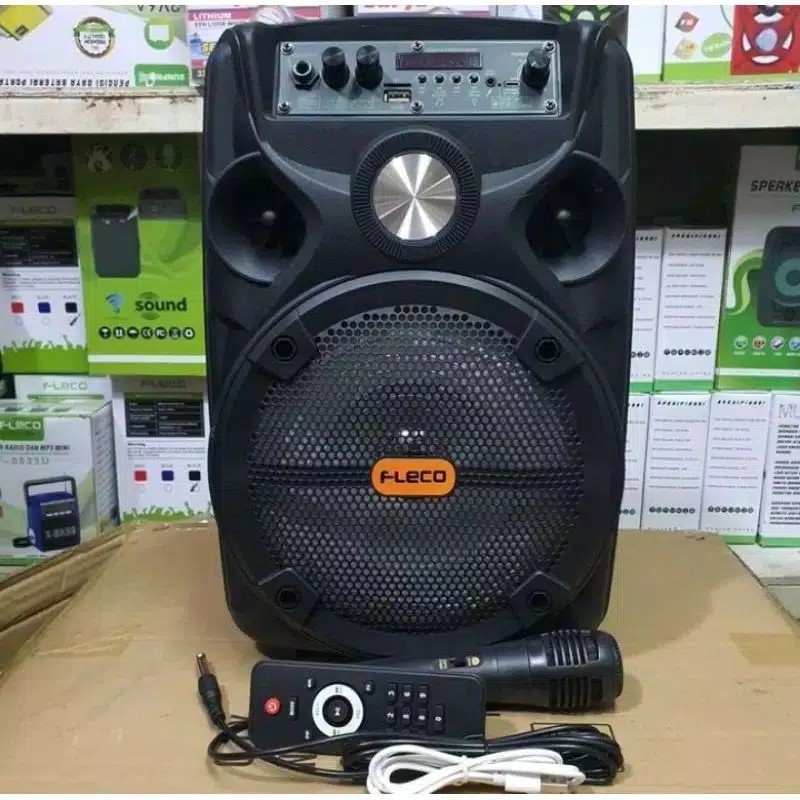 Speaker Bluetooth 8,5 Inch Fleco FL 955C Bonus Mic Suara Super Bass