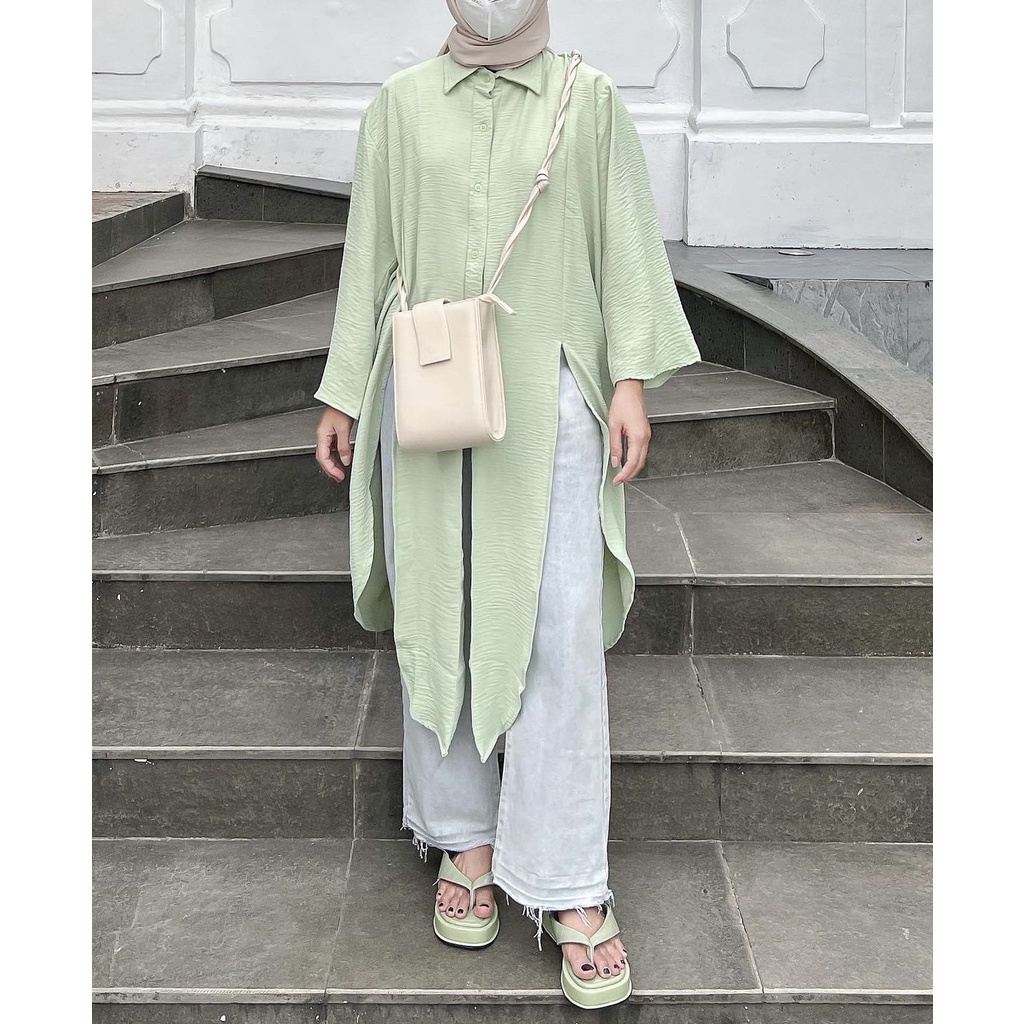 BEFAST - ZRX OOTD Tunik HYEWON / RIRA TUNIK CRINKLE / Tunik Wanita Muslim / Tunik Wanita Casual / Atasan Lengan Panjang / Fashion Wanita Hijab / Tunik Polos Formal / Terbaru 2022