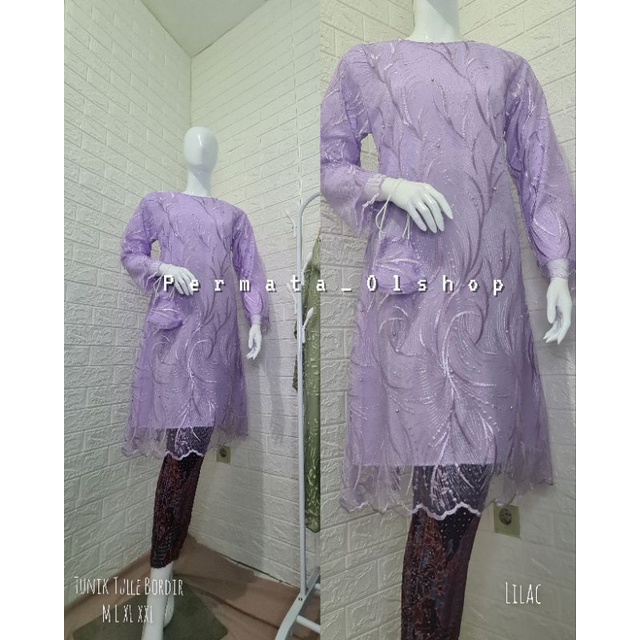 Kebaya Tunik Tulle Bordir Modern / Kebaya Wisuda / Kebaya Brukat / Kebaya Pesta / Kebaya Tunik / Kebaya Kondangan / Baju Kurung Modern / Baju Kebaya Tunik Kurung / Setelan Kebaya Modern