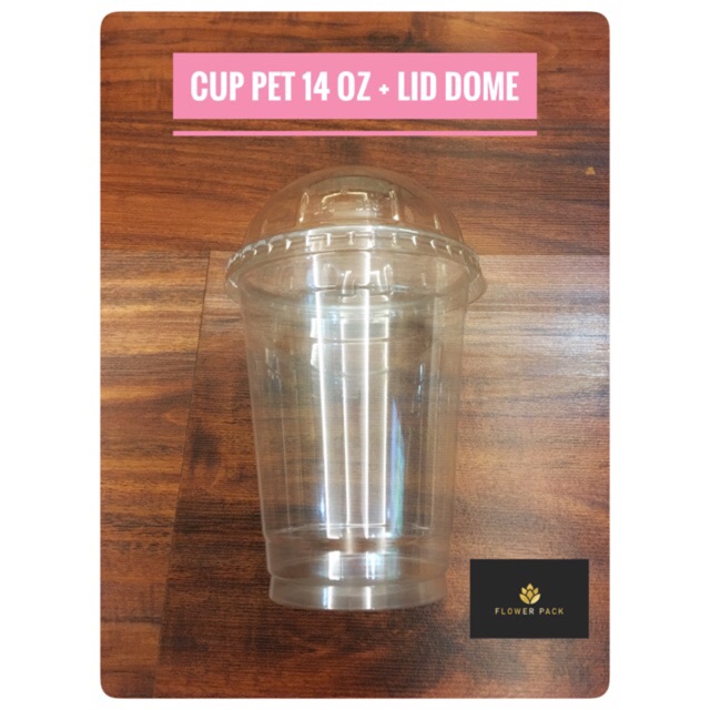 Cup PET 14oz GOSYEN Gelas Plastik + Tutup Cembung Lid Dome / Cup Pet 14oz Oval Star Indo SJP tutup d