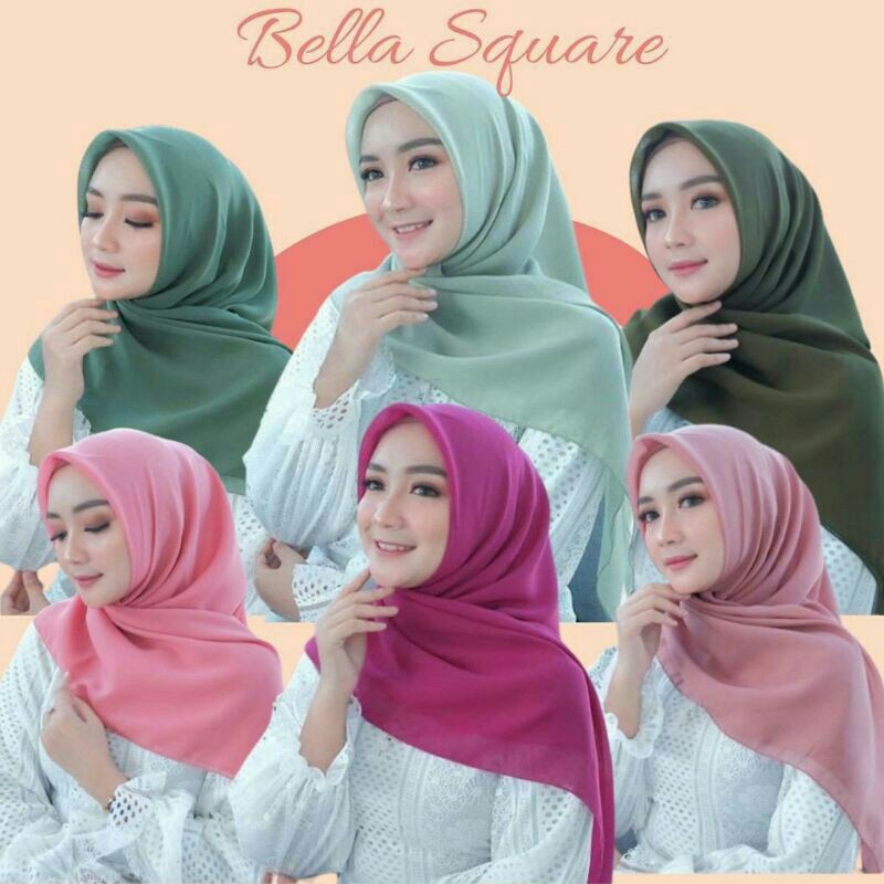 Hijab Segiempat bella /bella square jait pinggir/jilbab/hijab segi empat