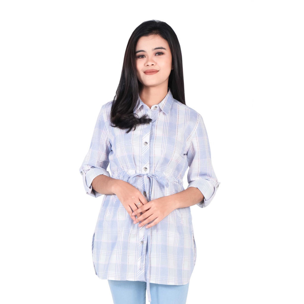Kemeja Wanita Kotak Tali Serut Tunik NRG Ladies