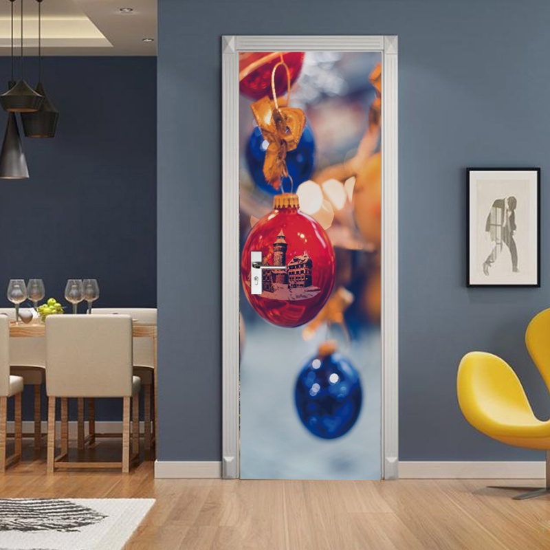 Zzz 2pcs / set Stiker Dinding / Pintu / Kulkas Anti Air Motif Natal