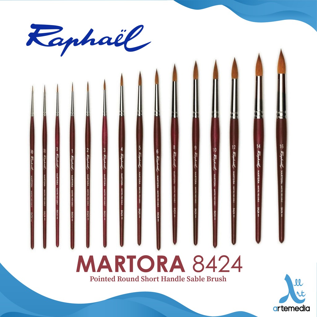 

Raphael 8424 Round Martora Red Sable Brush Short Handle - 01/02