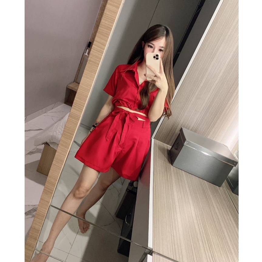 setelan wanita import crop top 2181 niira set ndudshop