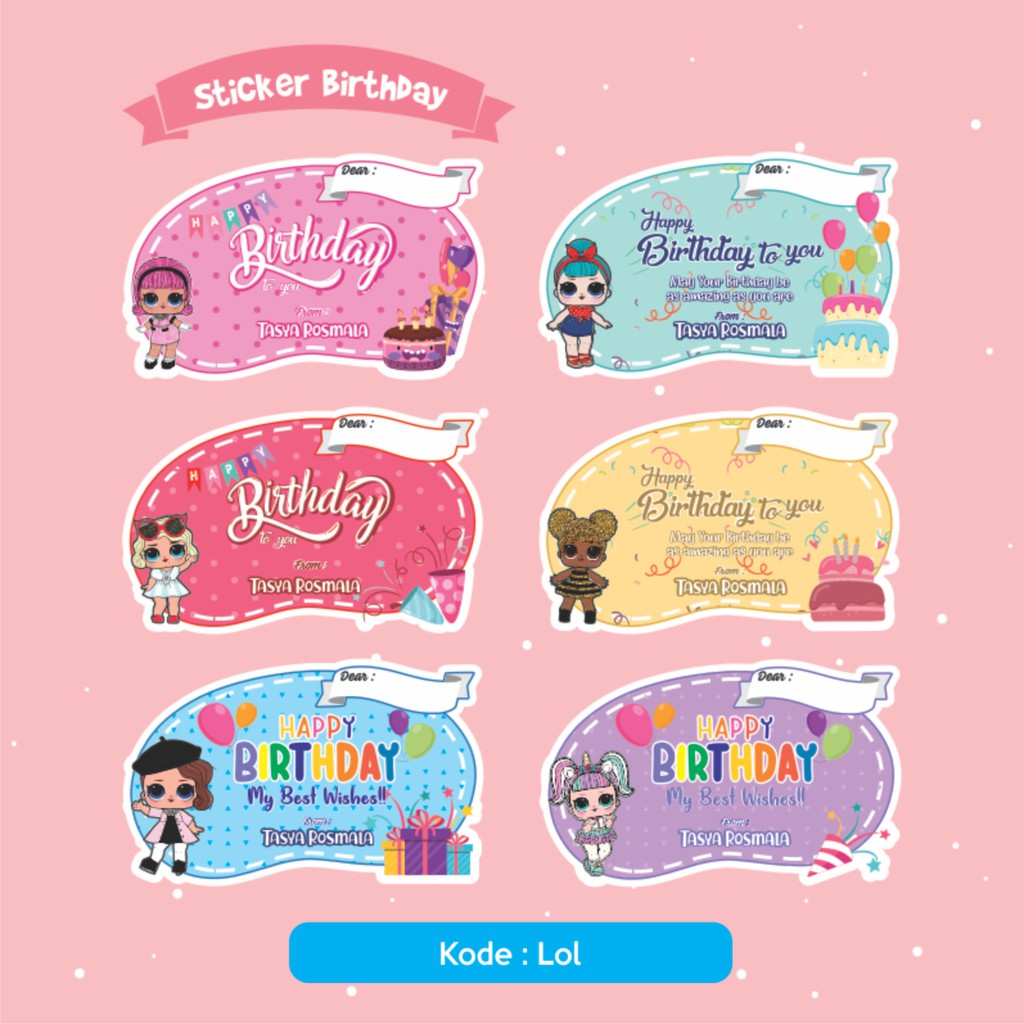 

Stiker ucapan kado free custom nama banyak tema