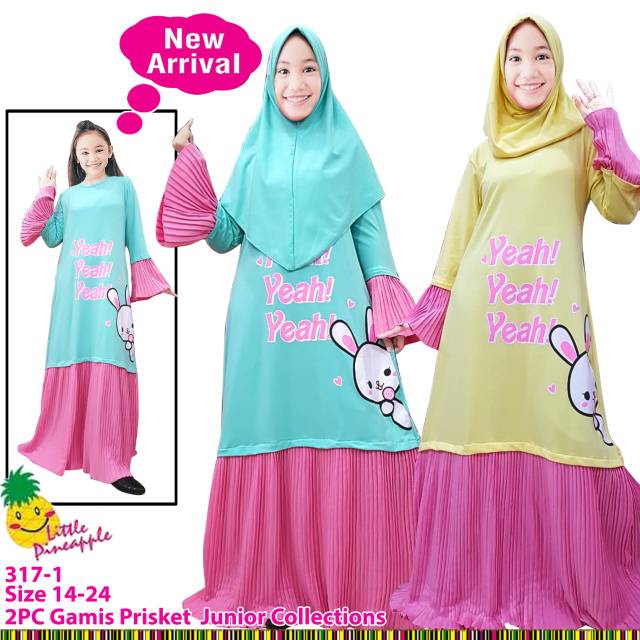 Gamis plisket usia 9th - 14th