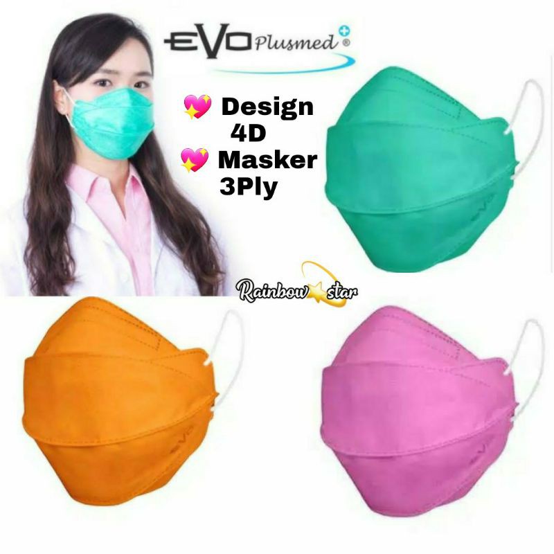 Masker Evo Plusmed 4D 3ply Standar Medis / Surgical Face Mask Earloop / Pelindung Hidung