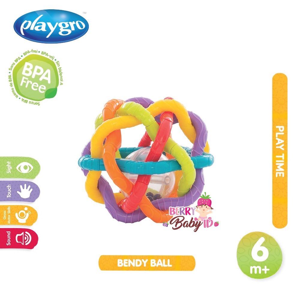 Playgro Baby Bendy Ball Rattle Mainan Bola Sensori Bayi Balita 6m+ Berry Mart