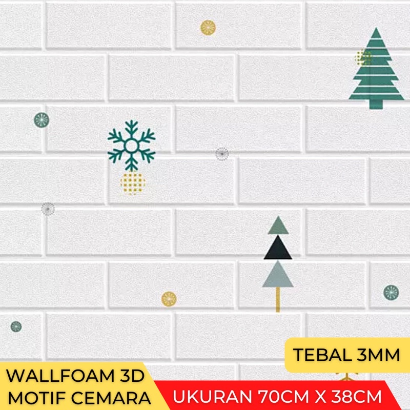 Wallpaper Stiker Dinding 3D Foam Batu Bata 70cm x 38cm-Bata Cemara