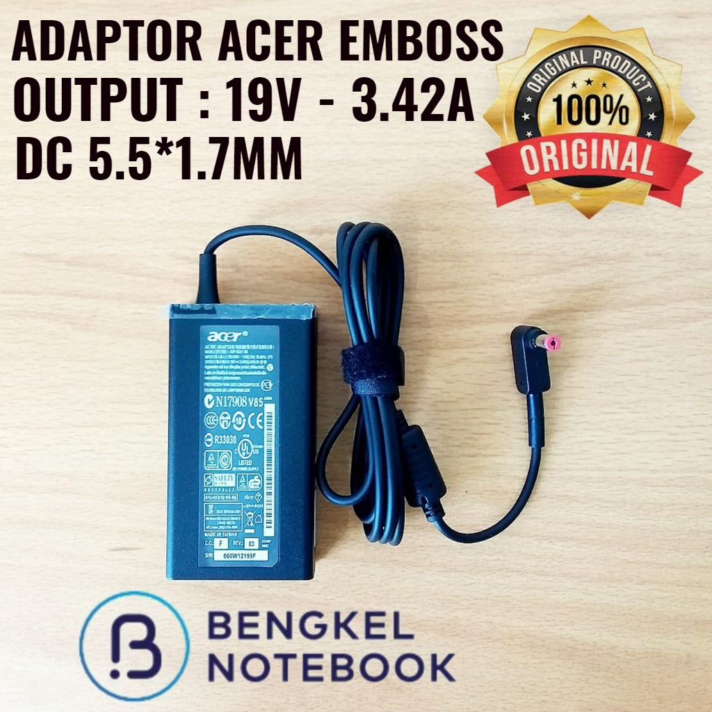 Adaptor Acer 19v - 3.42a 5517 BAGUS Emboss E5-475 E5-475G