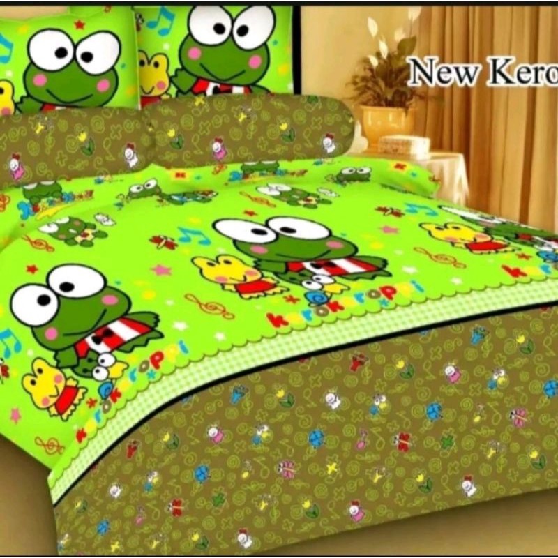 Sprey sprei sepray tidur satu set ukuran 180X200 motif karakter hello kitty doraemon keroppi /Seprai satu set 2 sarung bantal + sarung guling no 1 bahan halus