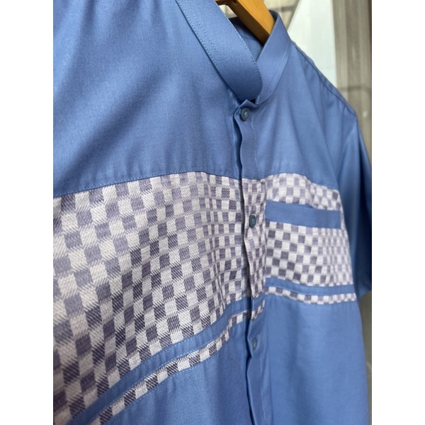 Koko Couple Ayah dan anak warna blue denim kotak