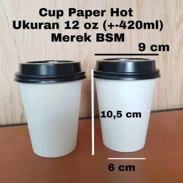 Cup Gelas Hot Cup | Gelas Kopi Ukuran 12oz Cocok Minuman Panas TANPA TUTUP