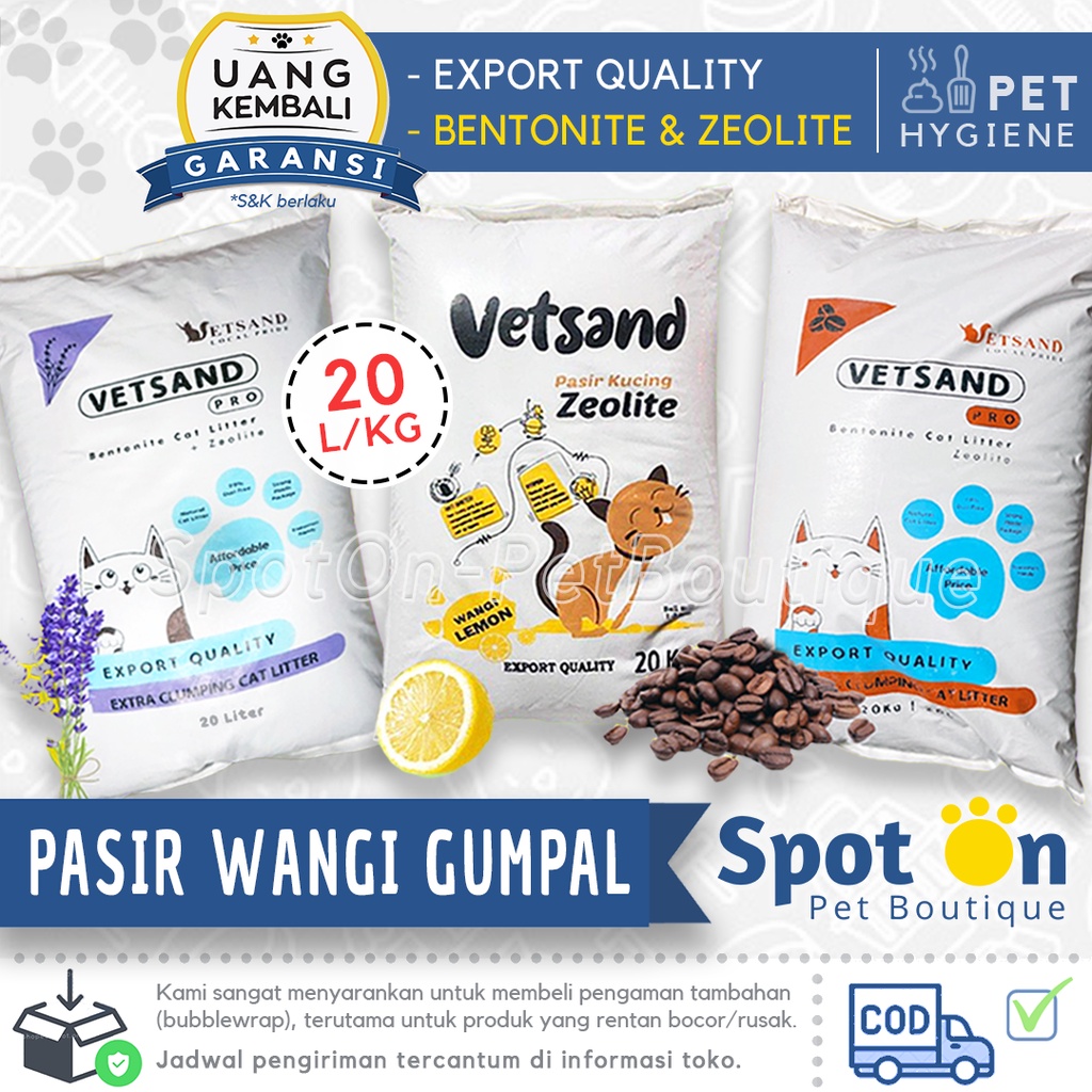 (Ekspedisi) Pasir Wangi Gumpal Kucing 20 Kg 25 L Vetsand Pro | Pasir Kucing Bentonite Zeolite 25L 20KG 20L Top Toto CubnKit