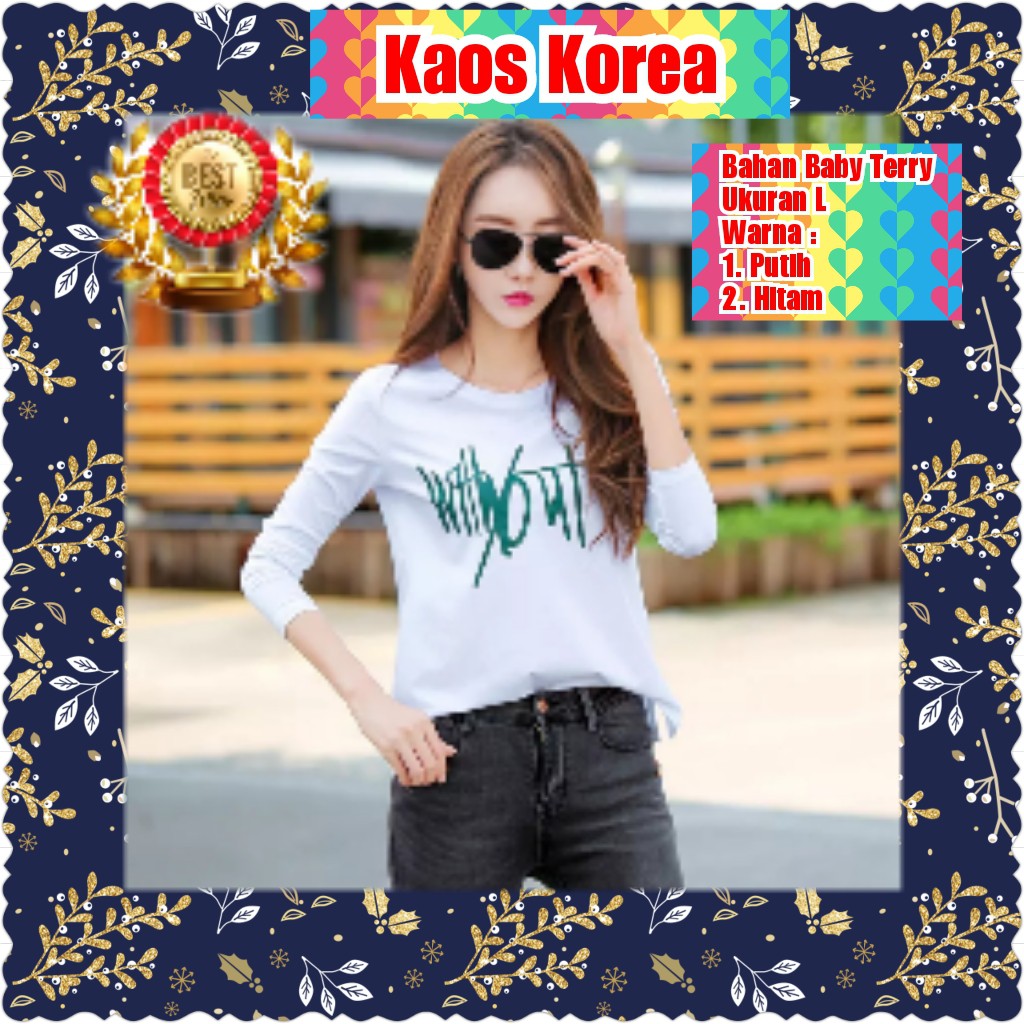 KAOS KOREA  / PUTIH / HITAM / TERMURAH