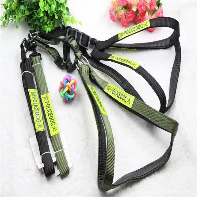 Promo Dog harness besar tebal kuat leash anjing police import 2.5 cm ajustable tali kekang badan