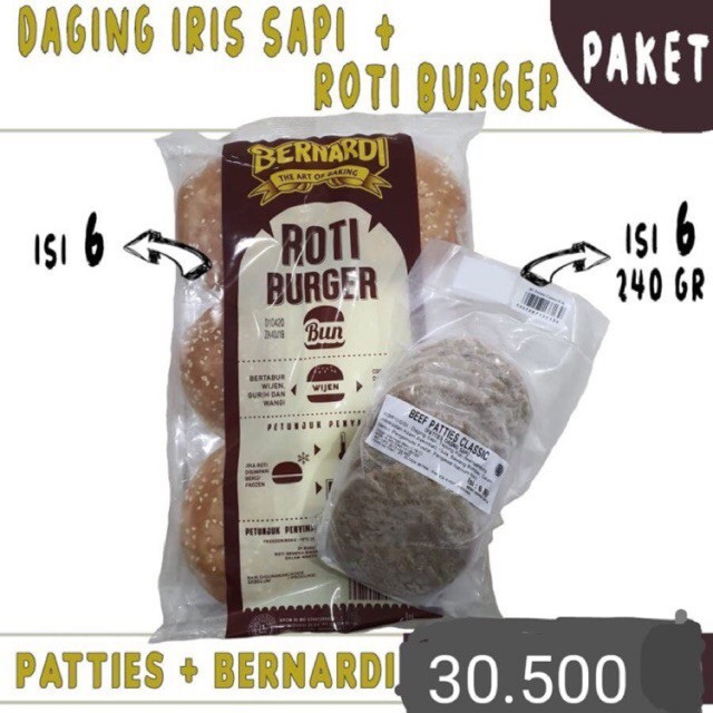 

Promo Paket Bernardi | Roti Burger Wijen + Bernardi Patties