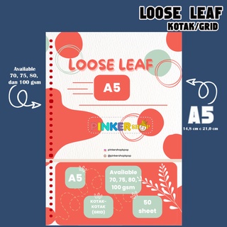 Loose Leaf A5 70gsm 75 gsm 80gsm 100 Gsm grid (kotak) - Kertas File by pinkershop