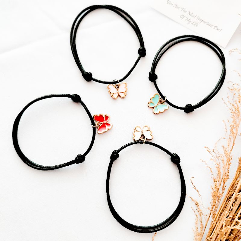 Gelang Tali Kulit Kupu-Kupu / Gelang Liontin Kupu-Kupu