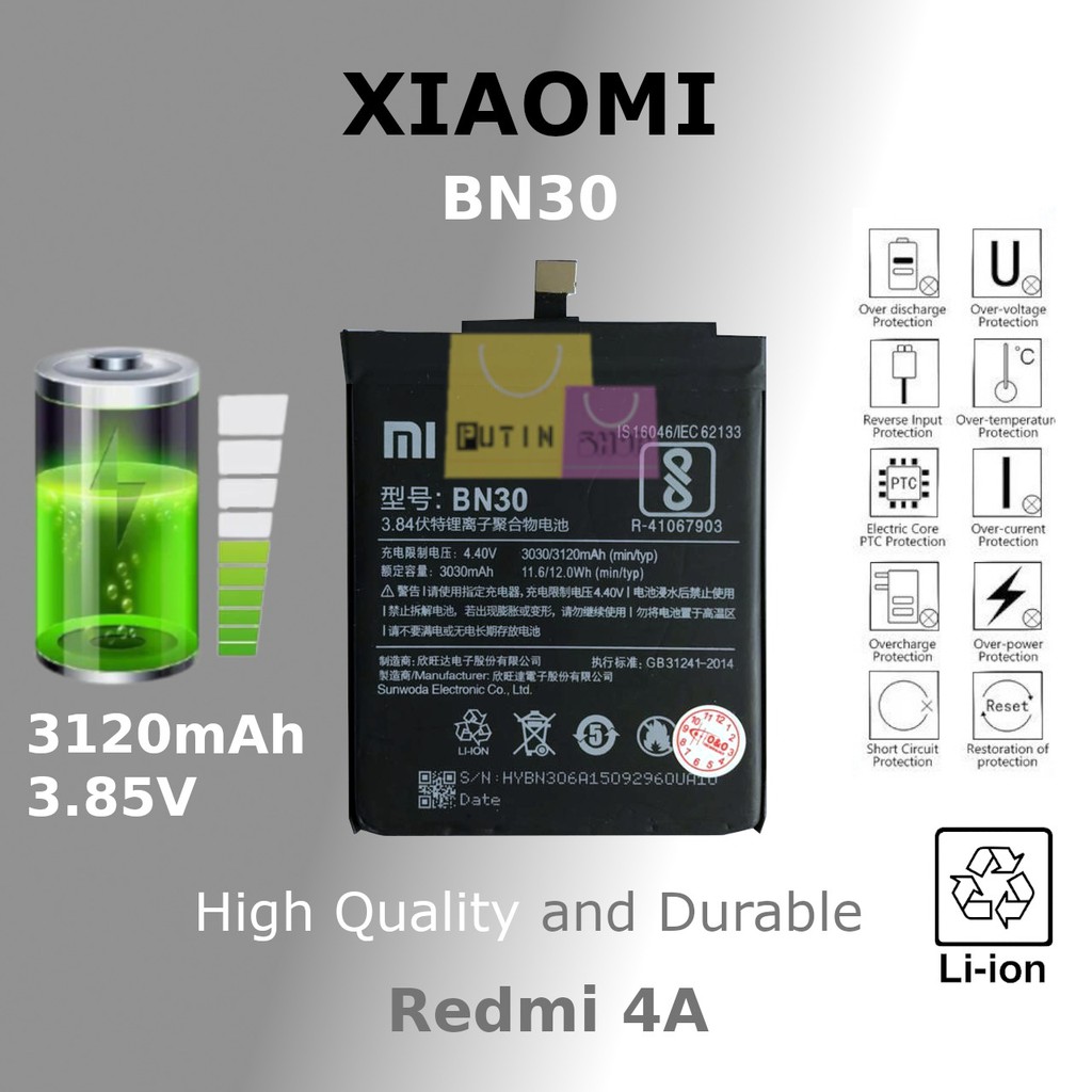 (P) Baterai batre battery Xiaomi redmi 4A / BN30