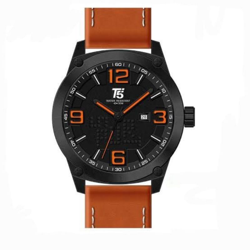 Jam tangan pria T5 H3560 Original T5 H 3860 Analog Tali Leather kulit