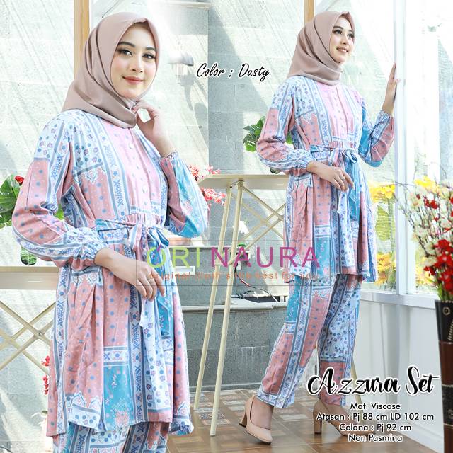 Setelan Muslim Premium AZZURA SET Original by Ori NAURA