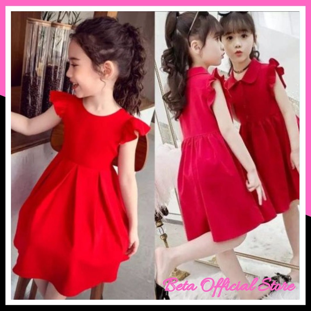 Baju Dress Pesta Natal ilona Anak Perempuan Tanggung Usia 5 6 7 8 Tahun Modern Simpel Elegan Trendy 