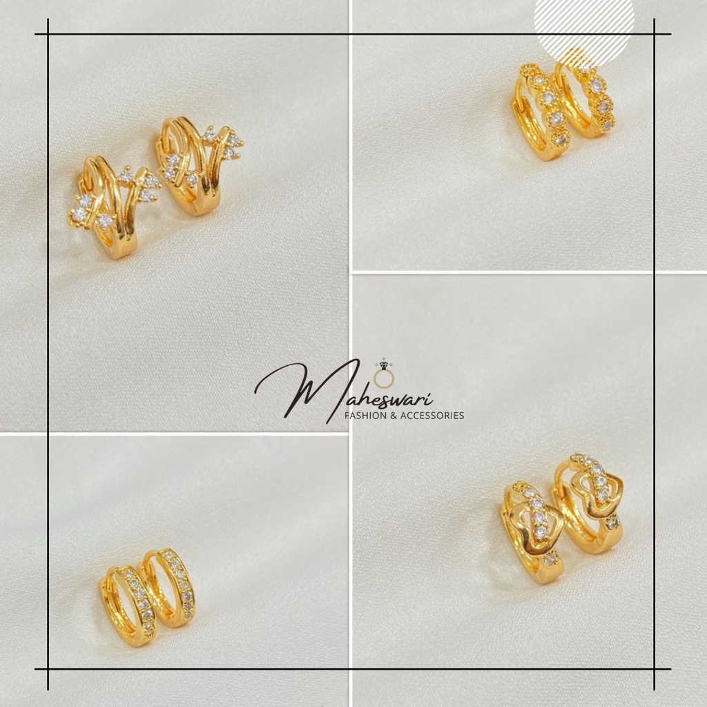 Anting Wanita Anti Karat Anting Jepit Simple Perhiasan Aksesoris Wanita Xuping Lapis Emas Import MA3