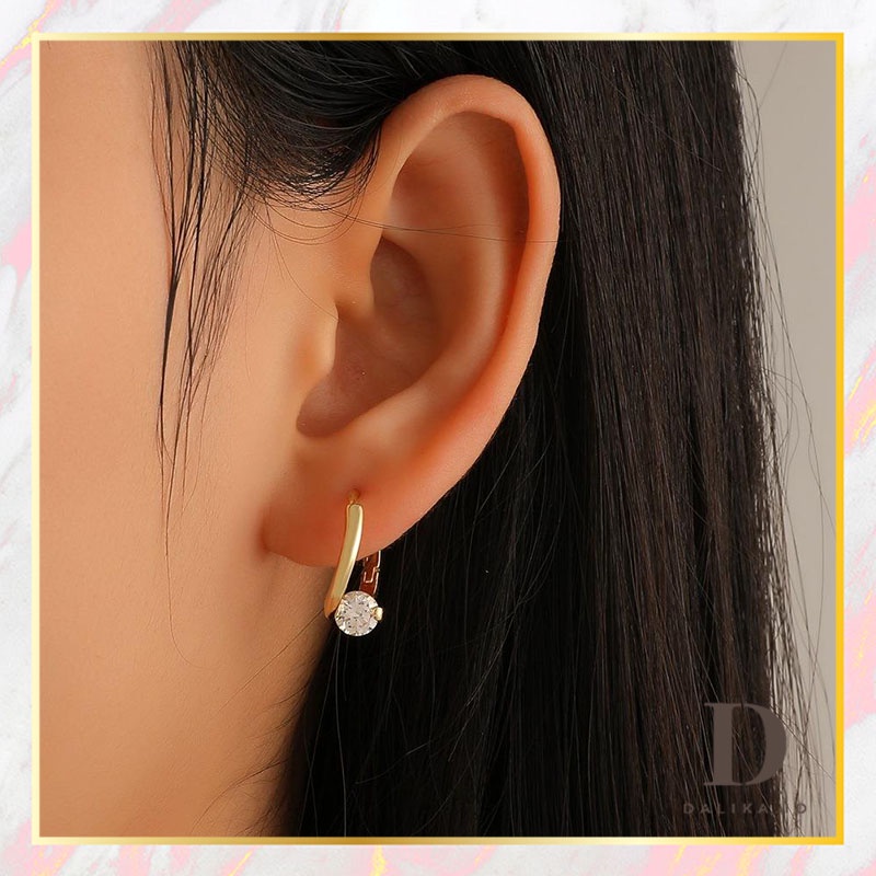 Anting Tusuk Wanita Mini Simple Berlian Bundar Dalika