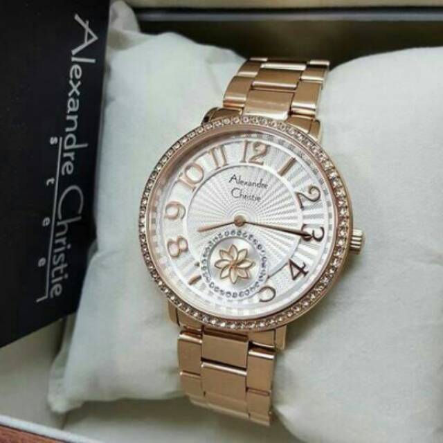 Jam Tangan Wanita Alexandre Christie AC2581 Original Resmi Rosegold