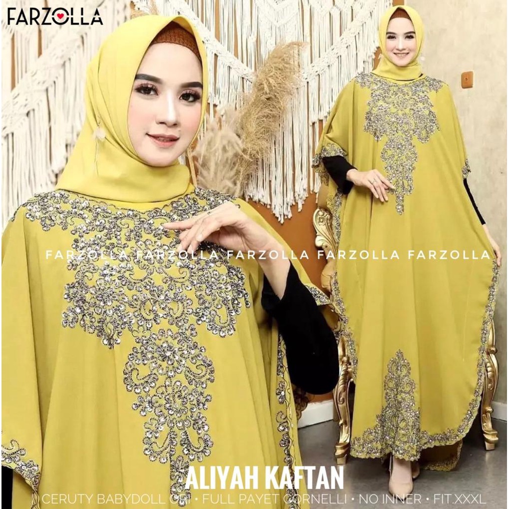 Aliyah Kaftan Full Payet Jumbo Kaftan Gamis Wanita Best Seller Original Produk By Farzolla