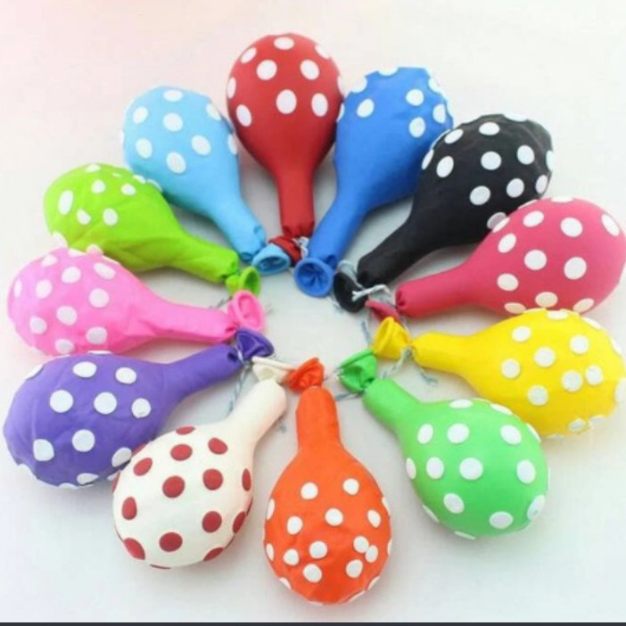 Balon Karet Latex Polkadot 12 inch Ballon Baloon Per 1Pcs Warna Random