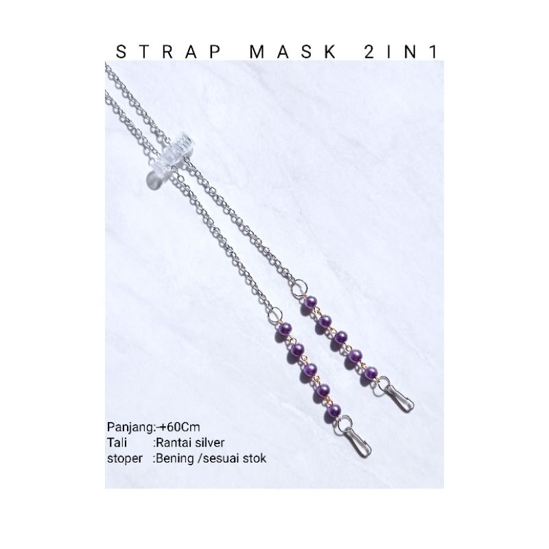 Kalung Masker Tali Polos Strep Masker Rantai Pria Wanita Premium Mutiara Kristal
