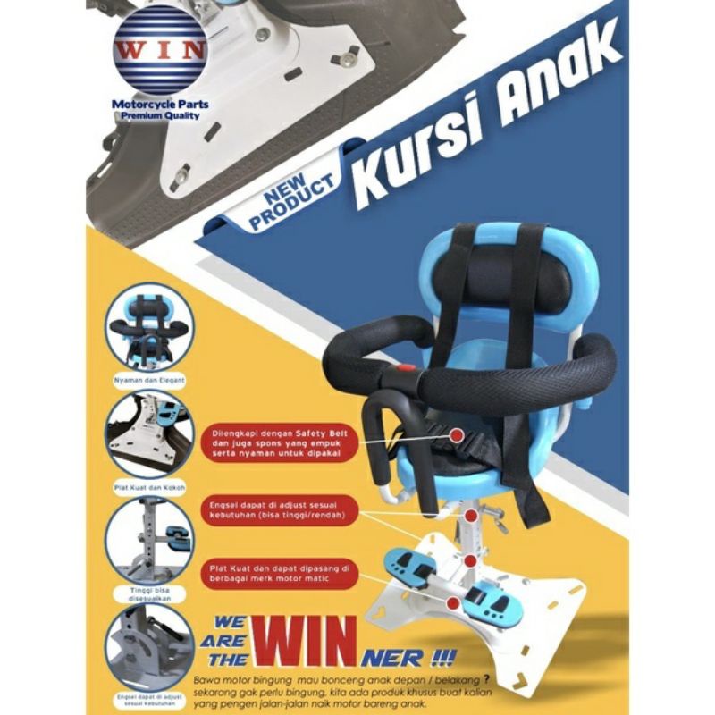 KURSI  ANAK MOTOR MATIC  | BONCENGAN ANAK PORTABLE | UNTUK MOTOR MATIC | KURSI BONCENGAN BAYI |  KURSI BONCENGAN BAYI | BABY CHAIR MOTOR MATIC MERK WIN / MOTOR MATIC