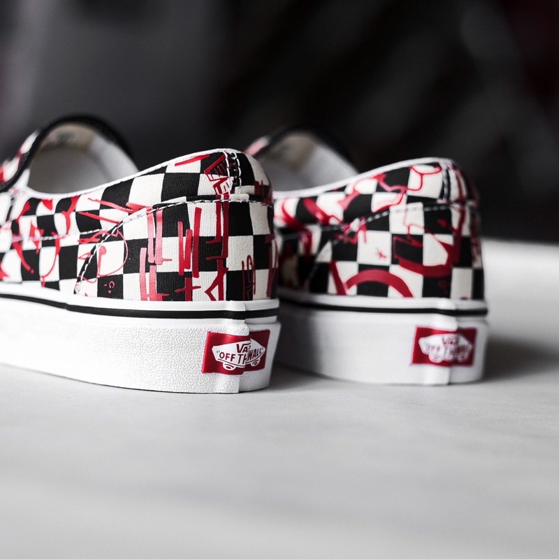 VANS SLIP ON CREW CHECKERBOARD RED CLASSIC ORIGINAL 100%