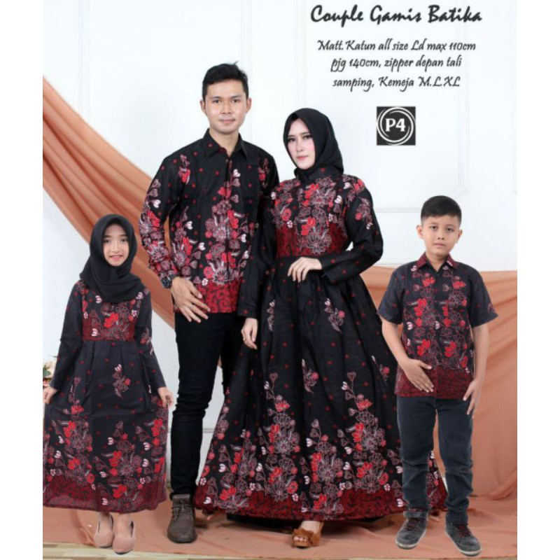 Batik Couple Keluarga Sania Ruffle Ori Ndoro Jowi Dnt Motif Sakura Merahh Cod Tersedia